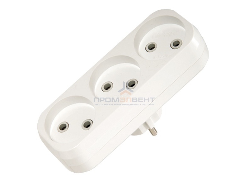 Разветвитель Makel 10А на 3 розетки без заземления