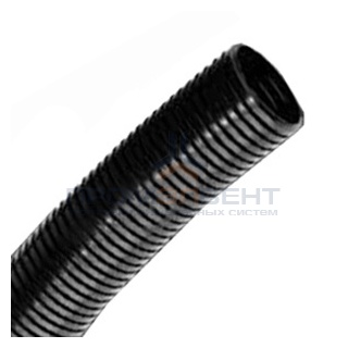 Труба PA6V0, гибкая гофр. д.29мм, без протяжки, цвет тёмно-серый [бухта 50м]