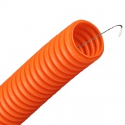 Труба гофрированная ПНД HF d25мм с протяжкой, безгалогенная оранжевая [бухта 50м]